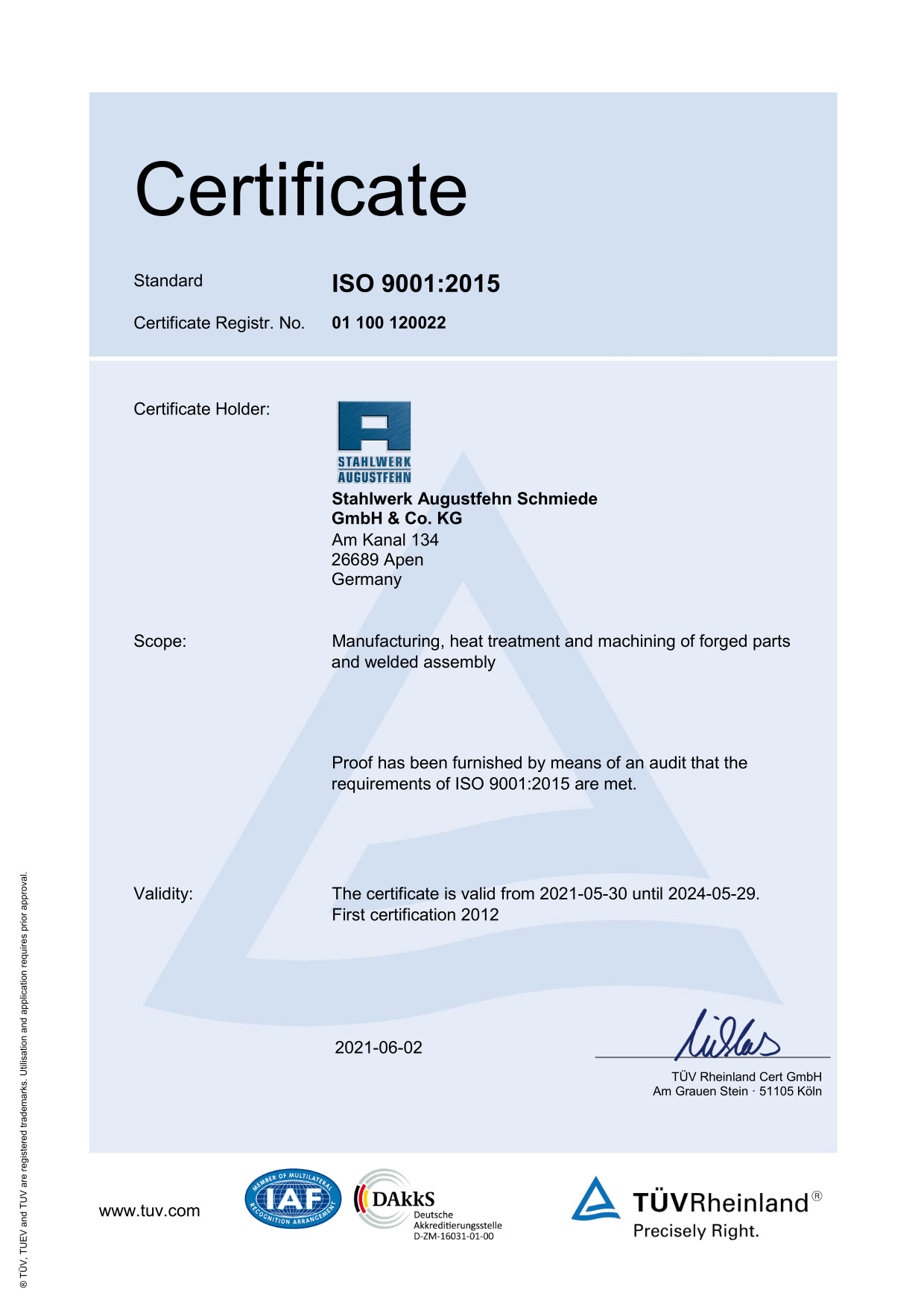 ISO-9001.2015-TÜV-Zertifikat